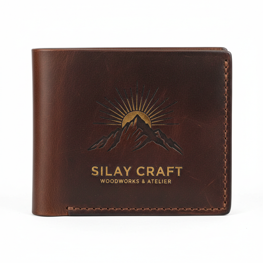 Lederen portemonnee met Silay Craft logo gravure